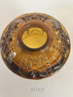Vintage Indiana Glass Amber Stars and Bars Fairy Lamp