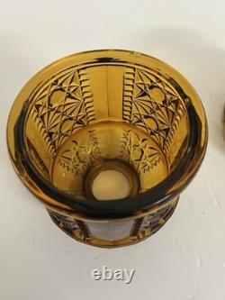 Vintage Indiana Glass Amber Stars and Bars Fairy Lamp