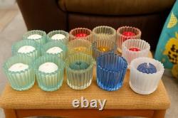 Vintage Indiana Glass Candle Holder Lot 15 Multi Color Ribbed USA Pressed Glass