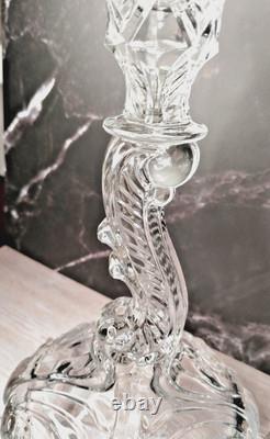 Vintage Indiana Glass Candlesticks Pair #303 Clear 8.5 x 5 base 1930 no flaws