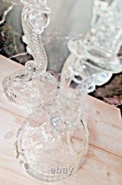 Vintage Indiana Glass Candlesticks Pair #303 Clear 8.5 x 5 base 1930 no flaws