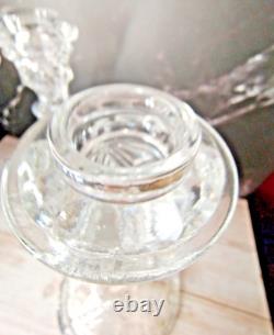 Vintage Indiana Glass Candlesticks Pair #303 Clear 8.5 x 5 base 1930 no flaws