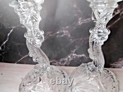 Vintage Indiana Glass Candlesticks Pair #303 Clear 8.5 x 5 base 1930 no flaws