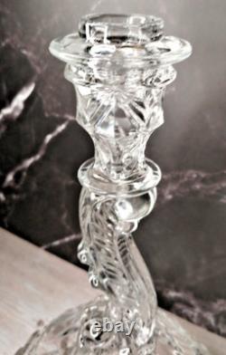 Vintage Indiana Glass Candlesticks Pair #303 Clear 8.5 x 5 base 1930 no flaws