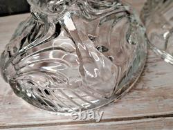 Vintage Indiana Glass Candlesticks Pair #303 Clear 8.5 x 5 base 1930 no flaws