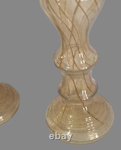 Vintage Italian Attributed Murano Art Glass Tall 14'' Pair of Candle Holders