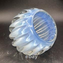 Vintage Italian Camer Glass Candle Votive Blue Clear Opalescent Bowl See Pics