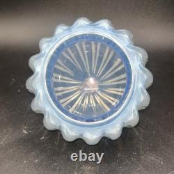 Vintage Italian Camer Glass Candle Votive Blue Clear Opalescent Bowl See Pics