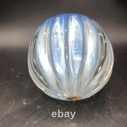 Vintage Italian Camer Glass Candle Votive Blue Clear Opalescent Bowl See Pics