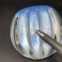 Vintage Italian Camer Glass Candle Votive Blue Clear Opalescent Bowl See Pics
