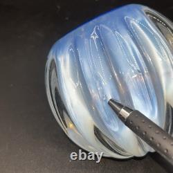 Vintage Italian Camer Glass Candle Votive Blue Clear Opalescent Bowl See Pics