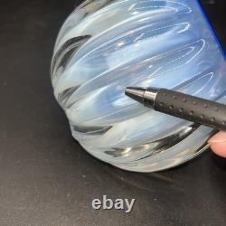 Vintage Italian Camer Glass Candle Votive Blue Clear Opalescent Bowl See Pics