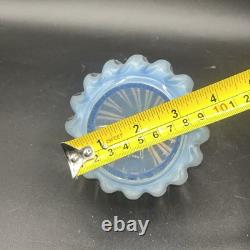 Vintage Italian Camer Glass Candle Votive Blue Clear Opalescent Bowl See Pics