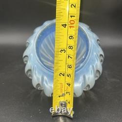 Vintage Italian Camer Glass Candle Votive Blue Clear Opalescent Bowl See Pics
