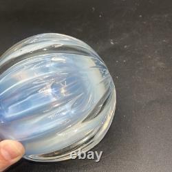 Vintage Italian Camer Glass Candle Votive Blue Clear Opalescent Bowl See Pics