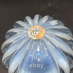 Vintage Italian Camer Glass Candle Votive Blue Clear Opalescent Bowl See Pics