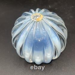 Vintage Italian Camer Glass Candle Votive Blue Clear Opalescent Bowl See Pics