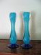 Vintage Kosta Boda Blue & Clear Glass Candle Holders G. Sahlin Design About 12t