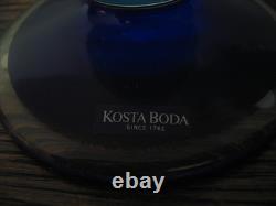 Vintage Kosta Boda Blue & Clear Glass Candle Holders G. Sahlin Design about 12T