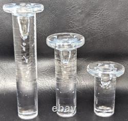 Vintage Kosta Boda Kjell Engman Cool Art Glass Bubbles Candle Holders 3 Set SD24