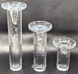 Vintage Kosta Boda Kjell Engman Cool Art Glass Bubbles Candle Holders 3 Set SD24