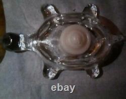 Vintage L. E. Smith 2 Piece Amber Turtle Fairy Lamp/Light Candle Holder WithBox, VG