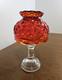 Vintage L. E. Smith Amberina Moon & Stars Pedestal Fairy Lamp Candle Holder Glows