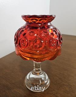 Vintage L. E. Smith Amberina Moon & Stars Pedestal Fairy Lamp Candle Holder GLOWS