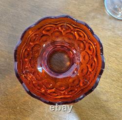 Vintage L. E. Smith Amberina Moon & Stars Pedestal Fairy Lamp Candle Holder GLOWS