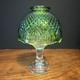 Vintage Le Smith Green Pineapple Pattern 2 Piece Pedestal Fairy Lamp