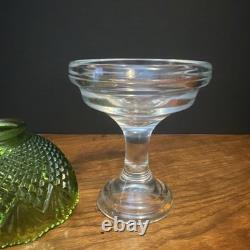 Vintage LE SMITH green pineapple pattern 2 piece pedestal Fairy Lamp