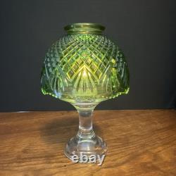 Vintage LE SMITH green pineapple pattern 2 piece pedestal Fairy Lamp