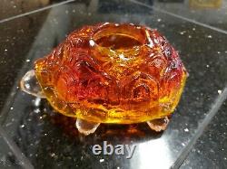 Vintage LE Smith AMBERINA FLAME 2pcs TURTLE Votive Candle Fairy Lamp Light