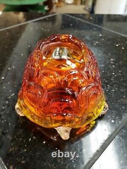 Vintage LE Smith AMBERINA FLAME 2pcs TURTLE Votive Candle Fairy Lamp Light