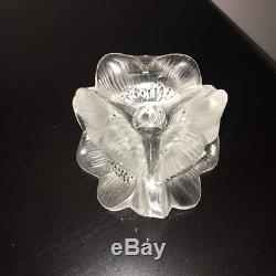 Vintage Lalique Crystal 3 Anemones Candle Holders