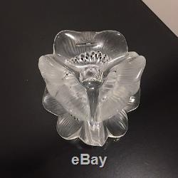 Vintage Lalique Crystal 3 Anemones Candle Holders