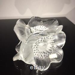 Vintage Lalique Crystal 3 Anemones Candle Holders