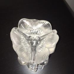 Vintage Lalique Crystal 3 Anemones Candle Holders