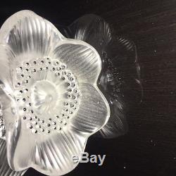 Vintage Lalique Crystal 3 Anemones Candle Holders