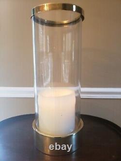 Vintage Large Hurricane Brass and Glass Candle Holder 20