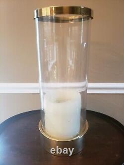 Vintage Large Hurricane Brass and Glass Candle Holder 20