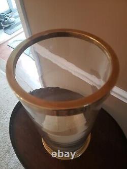 Vintage Large Hurricane Brass and Glass Candle Holder 20
