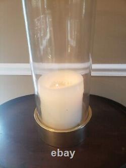 Vintage Large Hurricane Brass and Glass Candle Holder 20