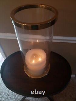 Vintage Large Hurricane Brass and Glass Candle Holder 20