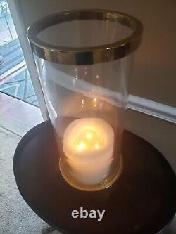 Vintage Large Hurricane Brass and Glass Candle Holder 20