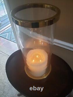 Vintage Large Hurricane Brass and Glass Candle Holder 20