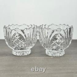 Vintage Lead Crystal Candle Holder Set 3pc Pedestal Votive Scalloped Cut Glass
