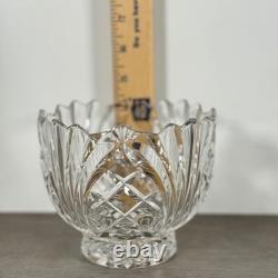 Vintage Lead Crystal Candle Holder Set 3pc Pedestal Votive Scalloped Cut Glass