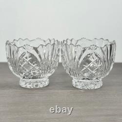 Vintage Lead Crystal Candle Holder Set 3pc Pedestal Votive Scalloped Cut Glass