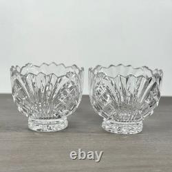 Vintage Lead Crystal Candle Holder Set 3pc Pedestal Votive Scalloped Cut Glass